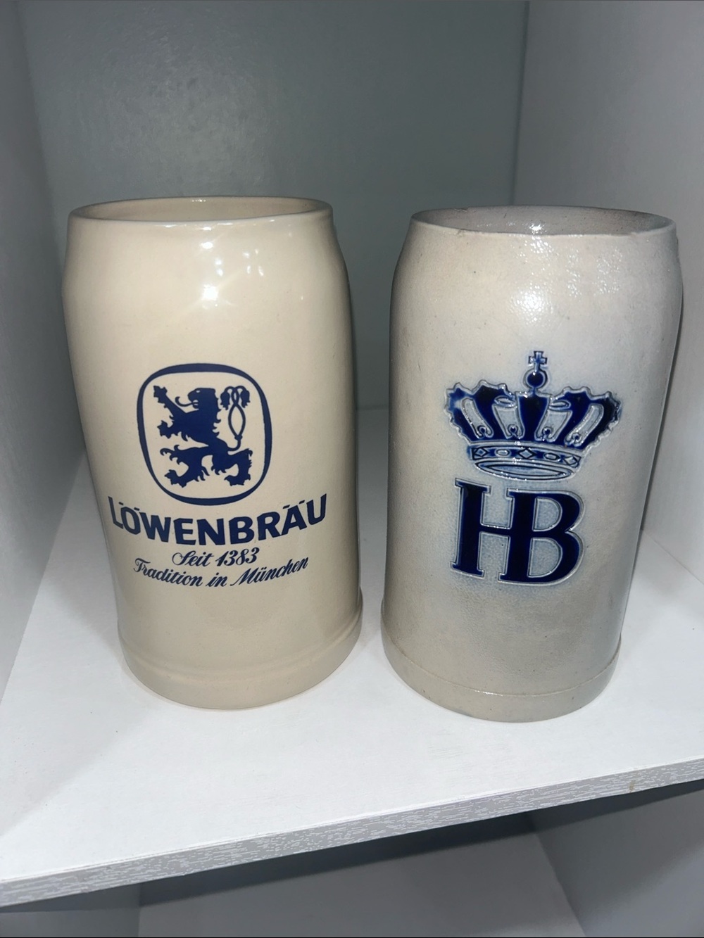 Vintage Lower ray and HB Beer Mugs set of 2